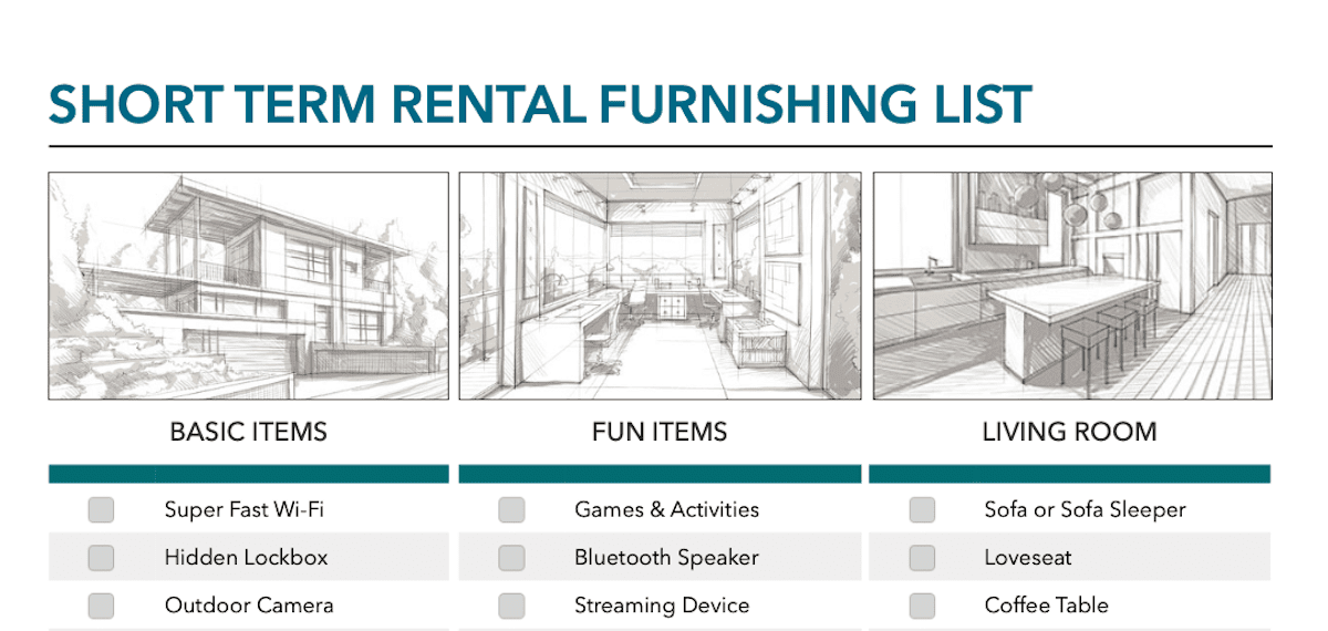 Short Term Rental Furniture Checklist
