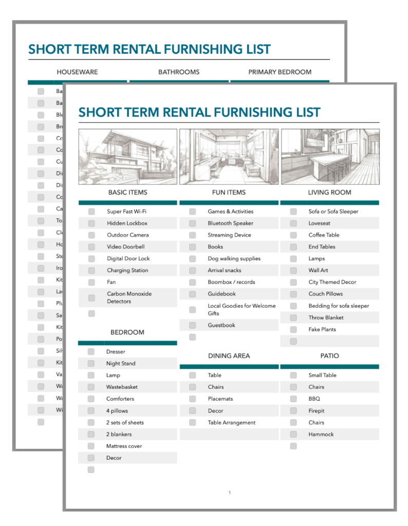 AirBnB Furniture Checklist