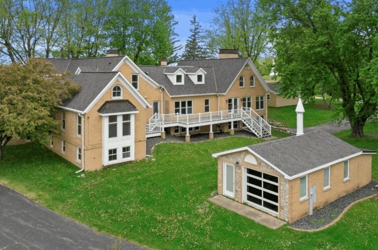The back of the Estate with one of the multiple garages