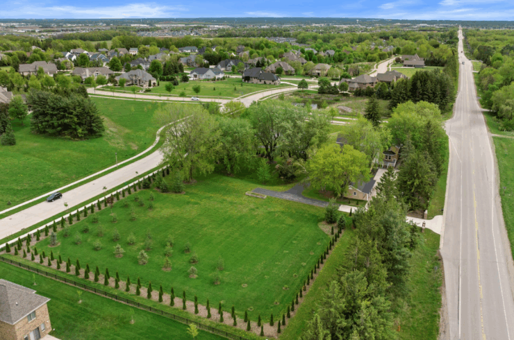 Half of the property is a big open field